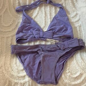 Etam Lavender Bow Bikini Set